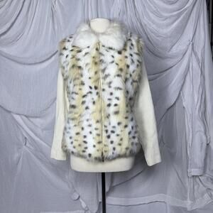 Vintage Y2k Hippie Indie Grunge Fairy Faux Fur Animal Print Sweater (L)